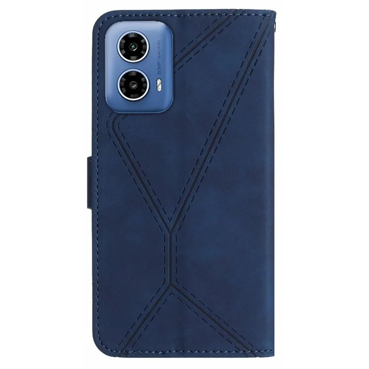 HT05 For Motorola Moto G04 4G/G24 4G Magnetic Case Skin-touch Leather Imprinted Line Cover