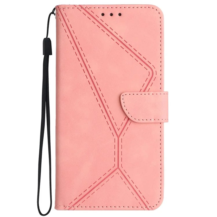 HT05 For Motorola Moto G04 4G/G24 4G Magnetic Case Skin-touch Leather Imprinted Line Cover