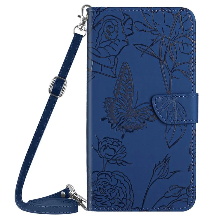HT03 For Motorola Moto G04 4G / G24 4G Phone Case Imprinted Leather Cover with Adjustable Strap