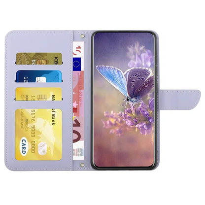 HT03 For Motorola Moto G Power (2024) Case Butterfly Flower PU Leather Cover with Crossbody Strap