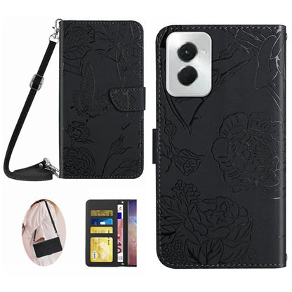HT03 For Motorola Moto G Power (2024) Case Butterfly Flower PU Leather Cover with Crossbody Strap