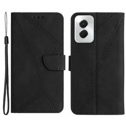 HT05 For Motorola Moto G Power (2024) Case Splicing Lines Imprinted Skin-touch Phone Wallet Cover