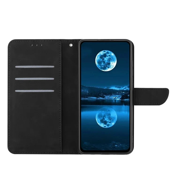 HT05 For Motorola Moto G Power (2024) Case Splicing Lines Imprinted Skin-touch Phone Wallet Cover