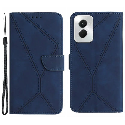 HT05 For Motorola Moto G Power (2024) Case Splicing Lines Imprinted Skin-touch Phone Wallet Cover