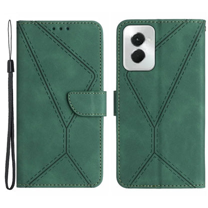 HT05 For Motorola Moto G Power (2024) Case Splicing Lines Imprinted Skin-touch Phone Wallet Cover