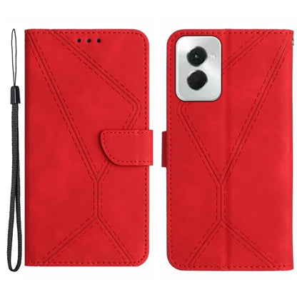 HT05 For Motorola Moto G Power (2024) Case Splicing Lines Imprinted Skin-touch Phone Wallet Cover