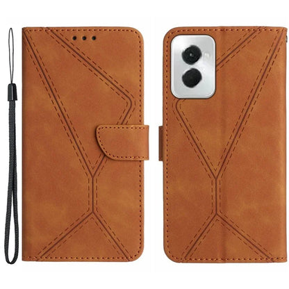 HT05 For Motorola Moto G Power (2024) Case Splicing Lines Imprinted Skin-touch Phone Wallet Cover