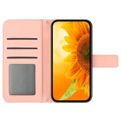 HT04 For Motorola Moto G Power (2024) Case Sunflower Imprint Phone Protector with Long Strap