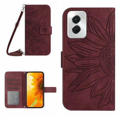 HT04 For Motorola Moto G Power (2024) Case Sunflower Imprint Phone Protector with Long Strap