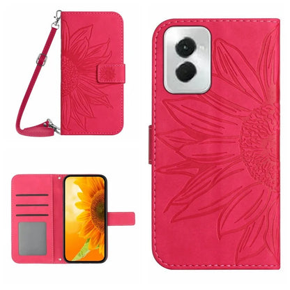 HT04 For Motorola Moto G Power (2024) Case Sunflower Imprint Phone Protector with Long Strap