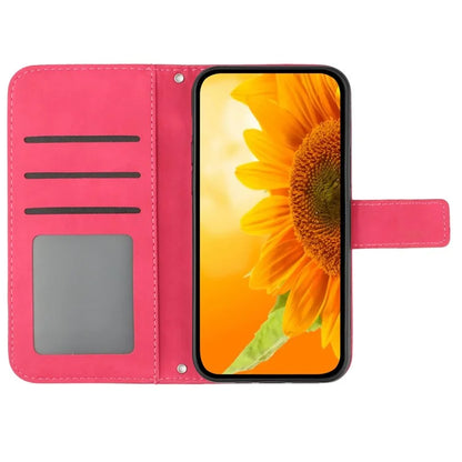 HT04 For Motorola Moto G Power (2024) Case Sunflower Imprint Phone Protector with Long Strap