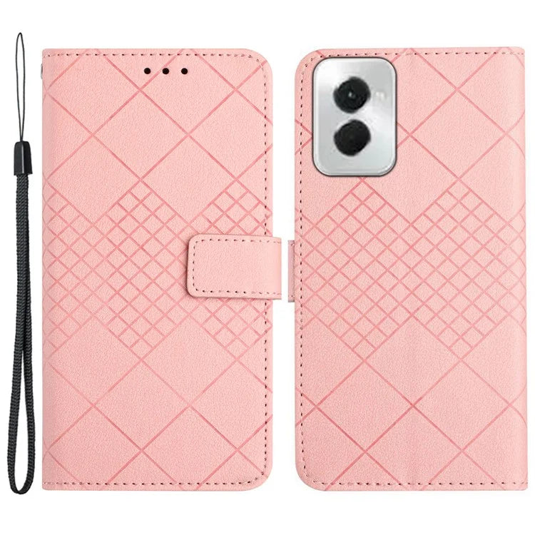 HT06 For Motorola Moto G Power (2024) Leather Case Phone Wallet Rhombus Pattern