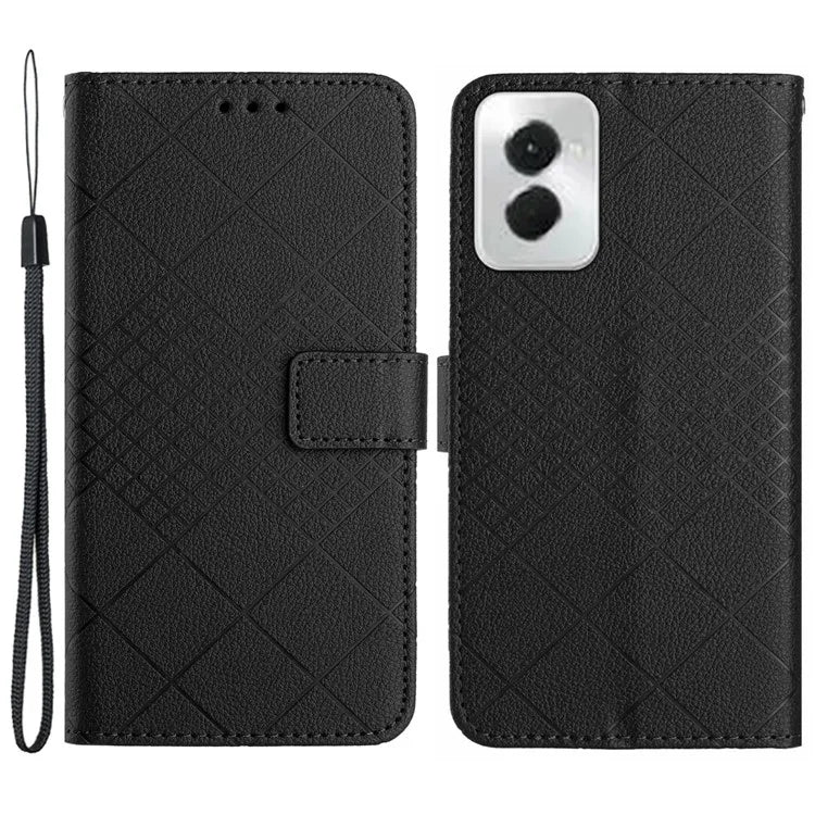 HT06 For Motorola Moto G Power (2024) Leather Case Phone Wallet Rhombus Pattern
