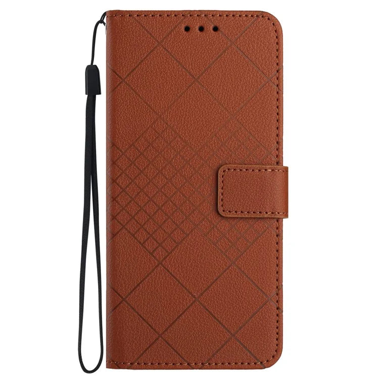 HT06 For Motorola Moto G Power (2024) Leather Case Phone Wallet Rhombus Pattern