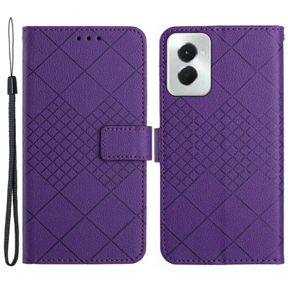 HT06 For Motorola Moto G Power (2024) Leather Case Phone Wallet Rhombus Pattern