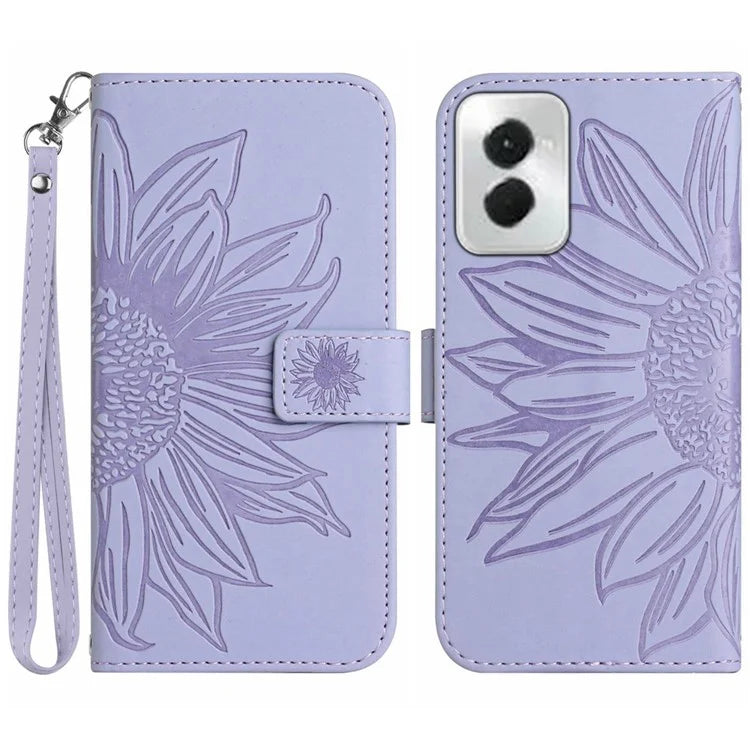 HT04 For Motorola Moto G Power (2024) Phone Case Sunflower Pattern Wallet Style Skin-touch