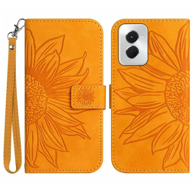 HT04 For Motorola Moto G Power (2024) Phone Case Sunflower Pattern Wallet Style Skin-touch