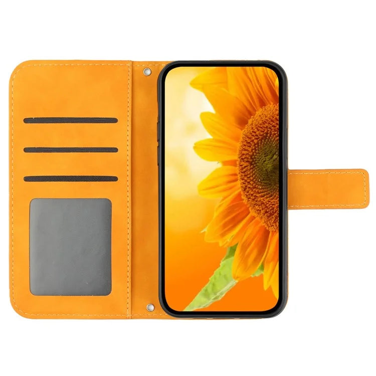 HT04 For Motorola Moto G Power (2024) Phone Case Sunflower Pattern Wallet Style Skin-touch