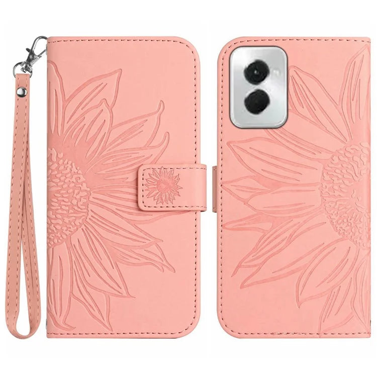 HT04 For Motorola Moto G Power (2024) Phone Case Sunflower Pattern Wallet Style Skin-touch