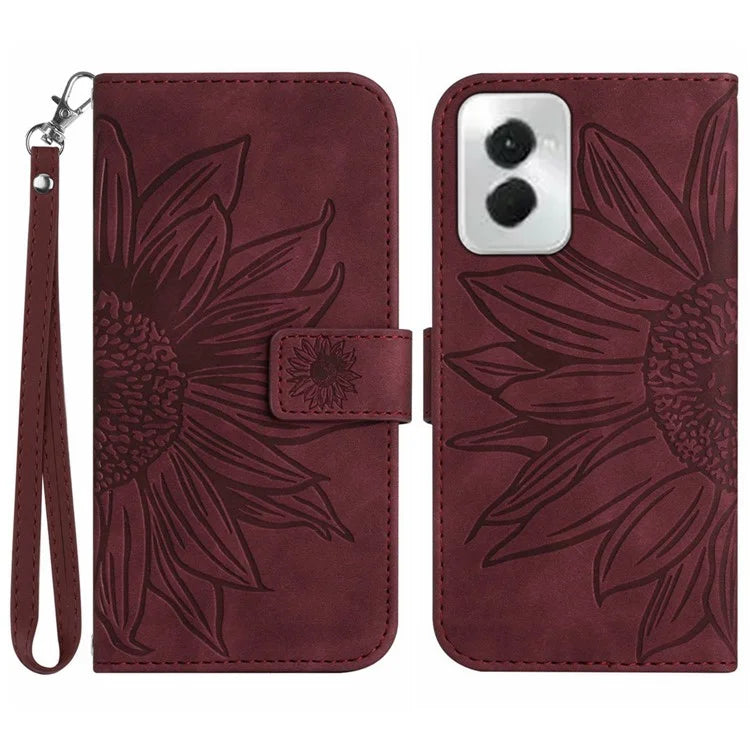 HT04 For Motorola Moto G Power (2024) Phone Case Sunflower Pattern Wallet Style Skin-touch