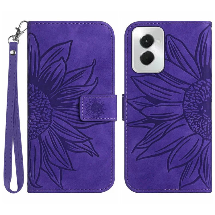 HT04 For Motorola Moto G Power (2024) Phone Case Sunflower Pattern Wallet Style Skin-touch