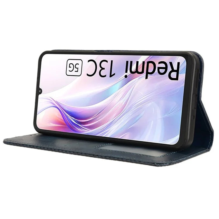 For Xiaomi Redmi 13C 5G / 13R 5G / Poco M6 5G Phone Case Folio PU Leather Retro Wallet Cover