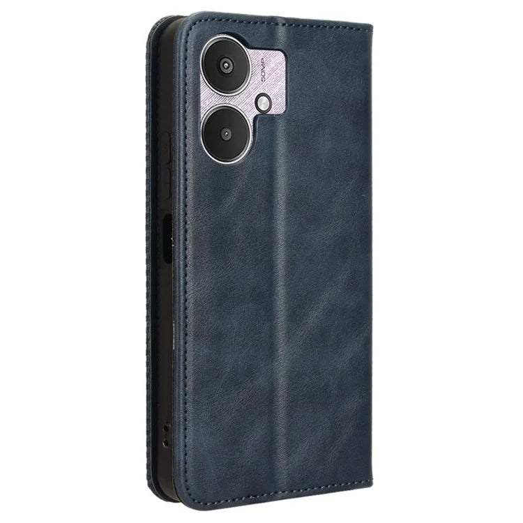 For Xiaomi Redmi 13C 5G / 13R 5G / Poco M6 5G Phone Case Folio PU Leather Retro Wallet Cover