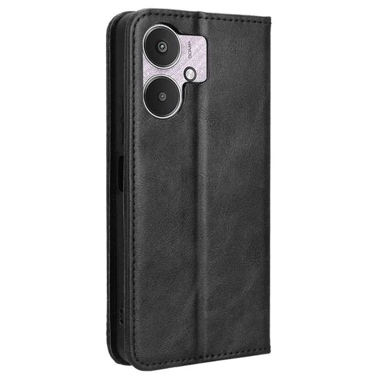 For Xiaomi Redmi 13C 5G / 13R 5G / Poco M6 5G Phone Case Folio PU Leather Retro Wallet Cover