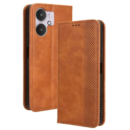 For Xiaomi Redmi 13C 5G / 13R 5G / Poco M6 5G Phone Case Folio PU Leather Retro Wallet Cover