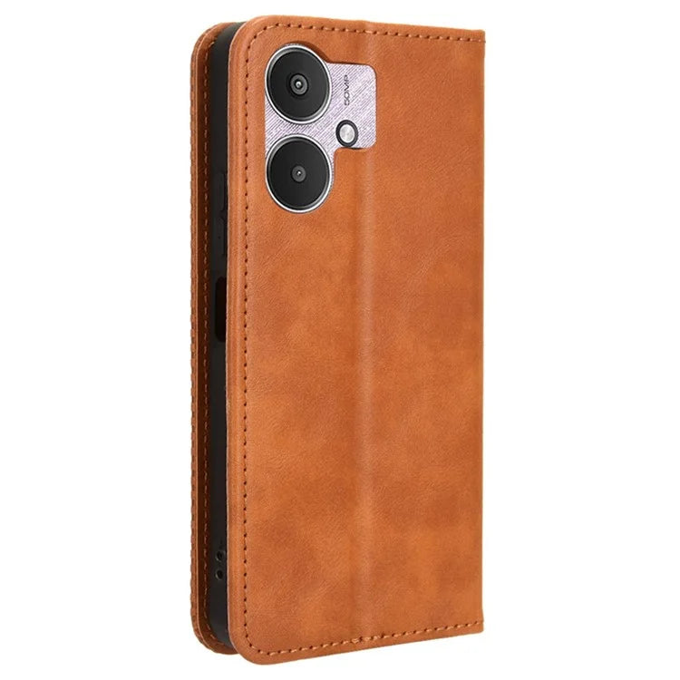For Xiaomi Redmi 13C 5G / 13R 5G / Poco M6 5G Phone Case Folio PU Leather Retro Wallet Cover