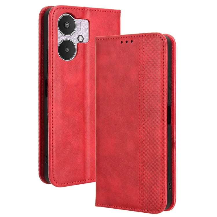 For Xiaomi Redmi 13C 5G / 13R 5G / Poco M6 5G Phone Case Folio PU Leather Retro Wallet Cover