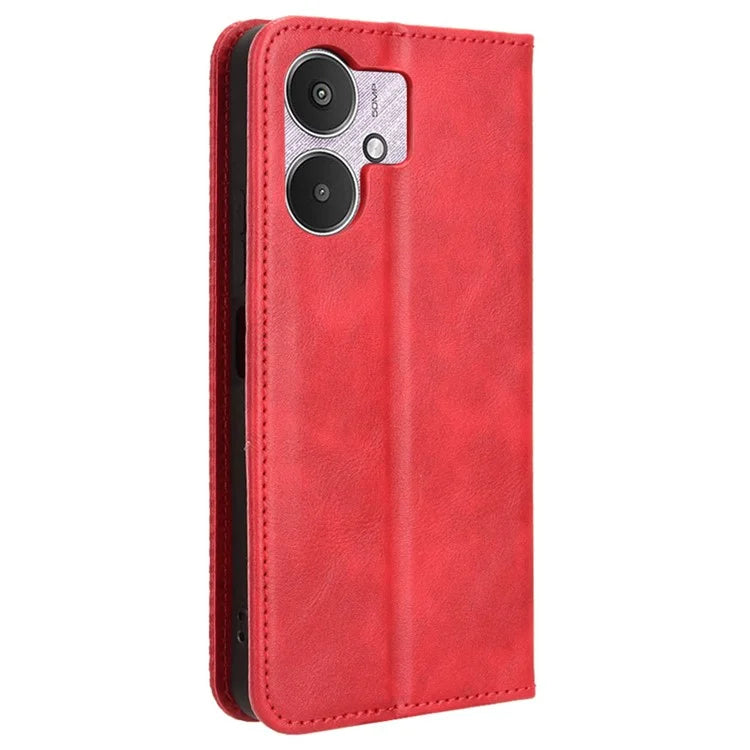 For Xiaomi Redmi 13C 5G / 13R 5G / Poco M6 5G Phone Case Folio PU Leather Retro Wallet Cover