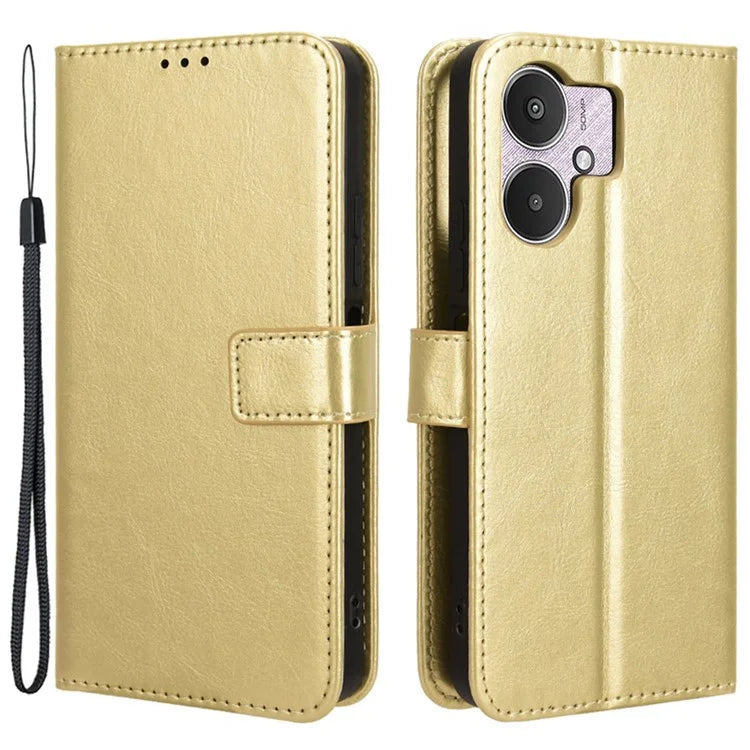 For Xiaomi Redmi 13C 5G / 13R 5G / Poco M6 5G Wallet Case PU Leather Crazy Horse Texture Flip Phone Cover
