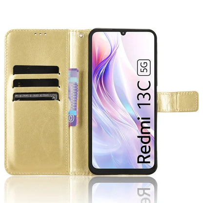 For Xiaomi Redmi 13C 5G / 13R 5G / Poco M6 5G Wallet Case PU Leather Crazy Horse Texture Flip Phone Cover