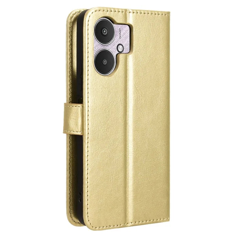 For Xiaomi Redmi 13C 5G / 13R 5G / Poco M6 5G Wallet Case PU Leather Crazy Horse Texture Flip Phone Cover