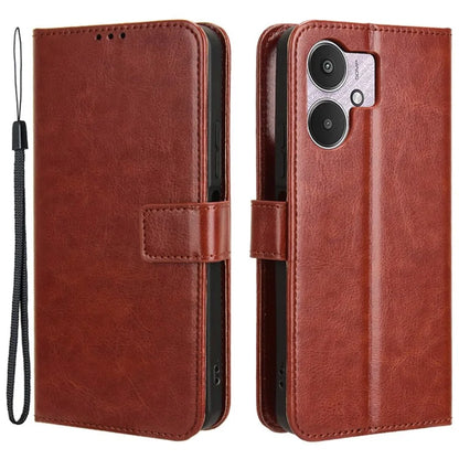 For Xiaomi Redmi 13C 5G / 13R 5G / Poco M6 5G Wallet Case PU Leather Crazy Horse Texture Flip Phone Cover