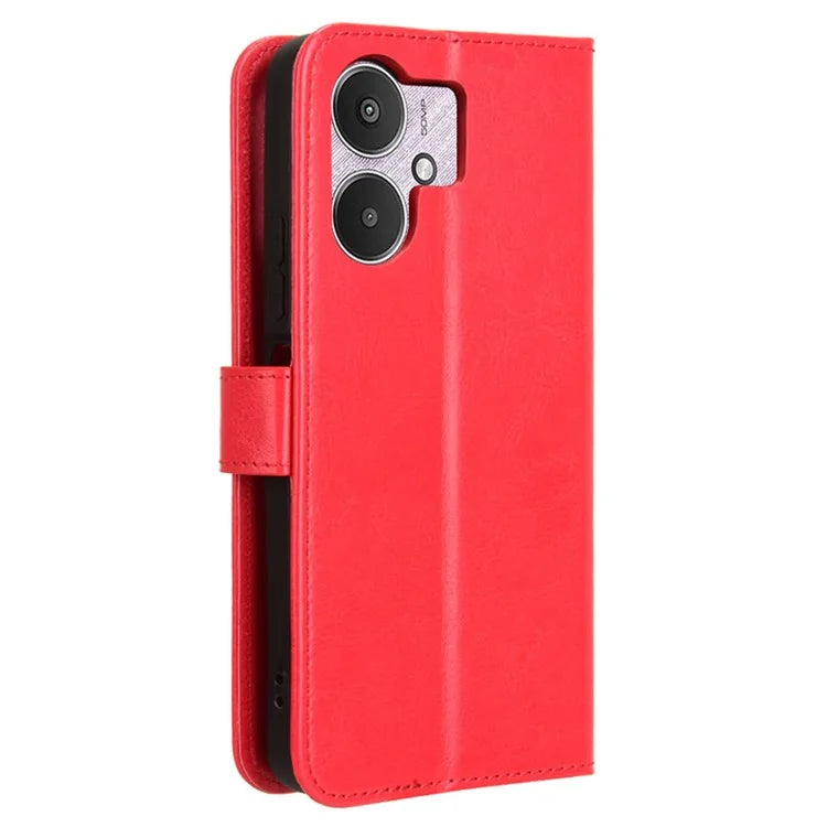 For Xiaomi Redmi 13C 5G / 13R 5G / Poco M6 5G Wallet Case PU Leather Crazy Horse Texture Flip Phone Cover