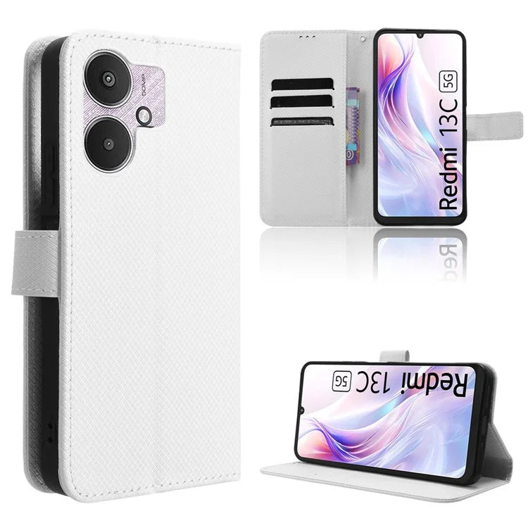 For Xiaomi Redmi 13C 5G / 13R 5G / Poco M6 5G Wallet Case Leather Flip Folio Shockproof Phone Cover