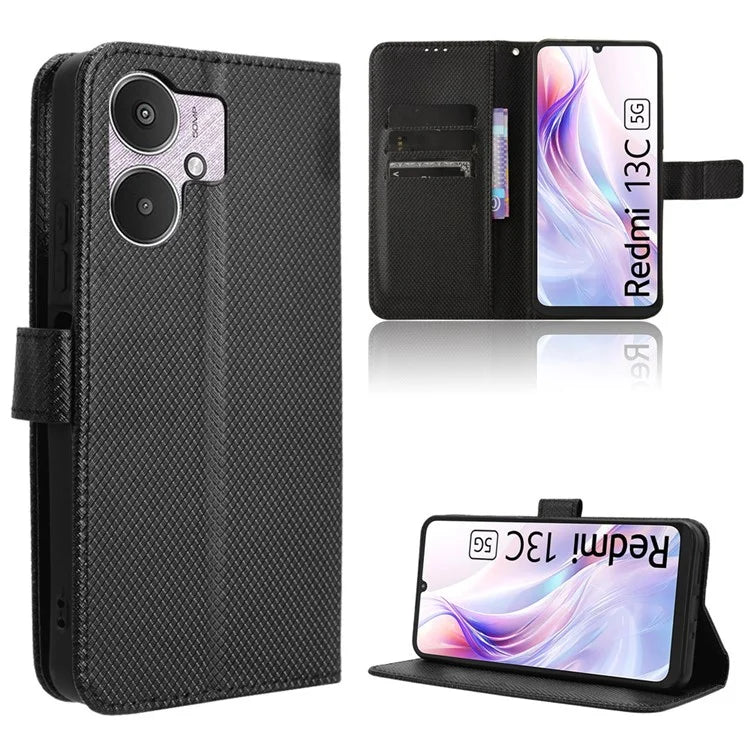 For Xiaomi Redmi 13C 5G / 13R 5G / Poco M6 5G Wallet Case Leather Flip Folio Shockproof Phone Cover