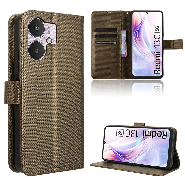 For Xiaomi Redmi 13C 5G / 13R 5G / Poco M6 5G Wallet Case Leather Flip Folio Shockproof Phone Cover