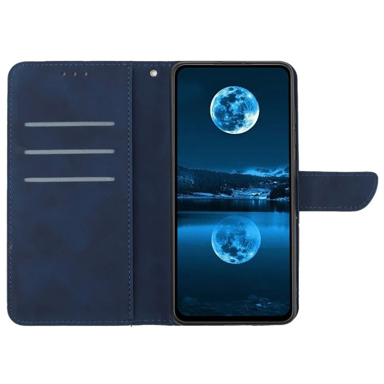 HT05 For Motorola Moto G Play (2024) Case Leather Imprinted Lines Phone Cover with Card Holder
