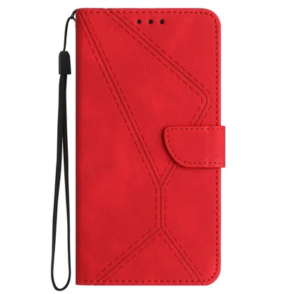 HT05 For Motorola Moto G Play (2024) Case Leather Imprinted Lines Phone Cover with Card Holder