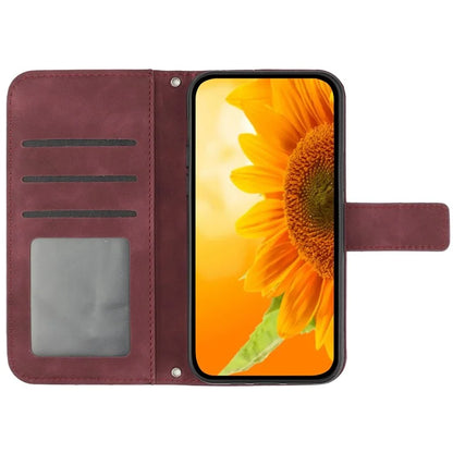 HT04 For Motorola Moto G Play (2024) Cell Phone Case Sunflower Imprint Stand Card Holder Cover