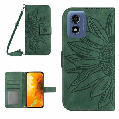 HT04 For Motorola Moto G Play (2024) Cell Phone Case Sunflower Imprint Stand Card Holder Cover