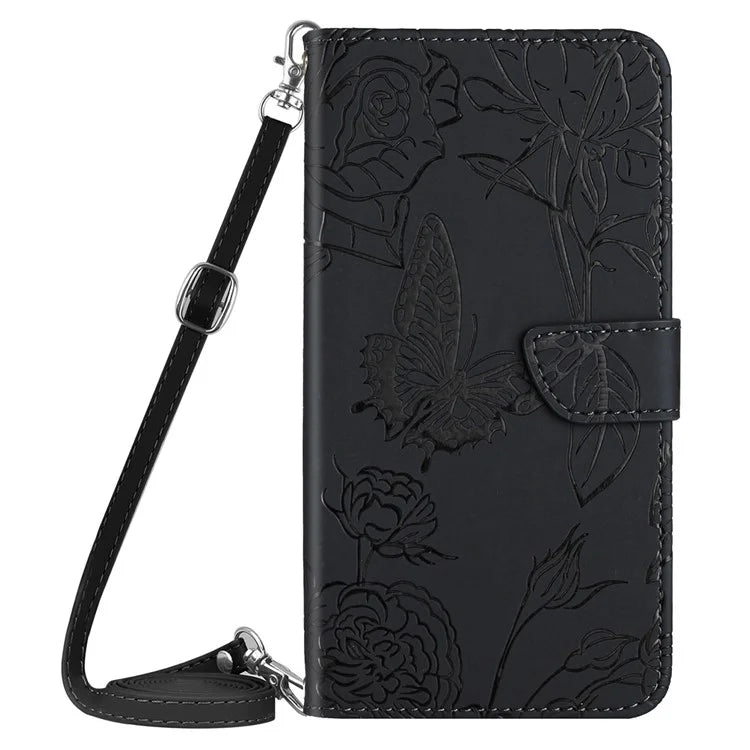 HT03 For Motorola Moto G Play (2024) Leather Case Skin-touch Crossbody Phone Stand Cover