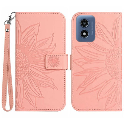 HT04 For Motorola Moto G Play (2024) 4G Case Leather Wallet Flip Cover with Sunflower Pattern
