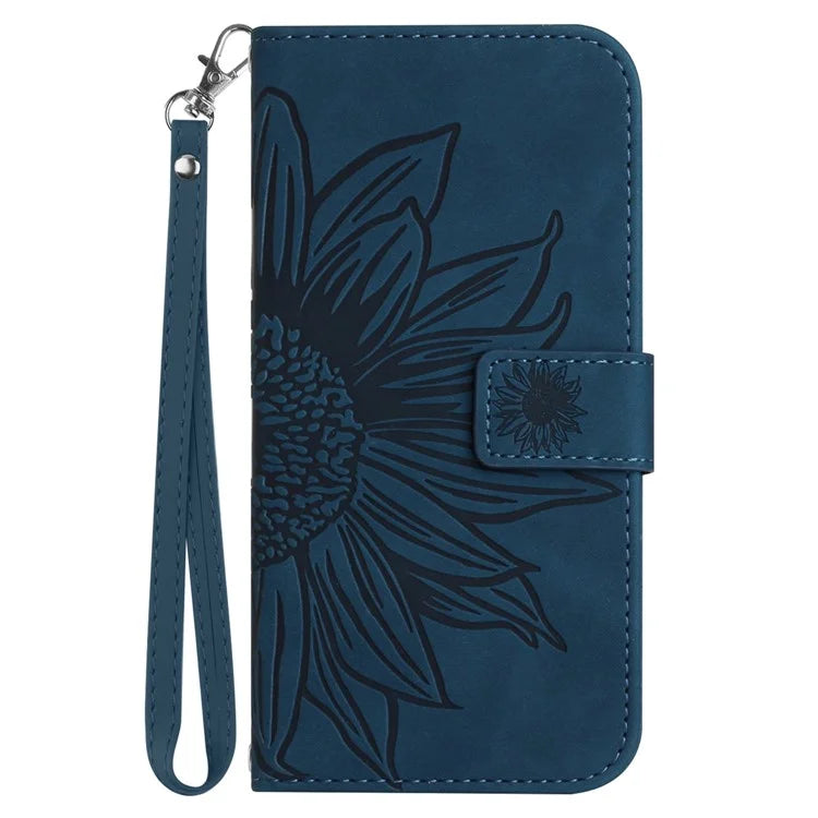 HT04 For Motorola Moto G Play (2024) 4G Case Leather Wallet Flip Cover with Sunflower Pattern