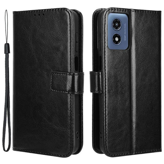 For Motorola Moto G Play (2024) 4G Flip Phone Cover with TPU Inner Shell Leather Wallet Case