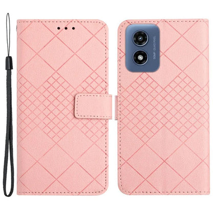 HT06 For Motorola Moto G Play 5G (2024) / Moto G 5G (2024) Leather Case Phone Wallet Cover Rhombus