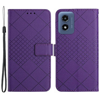 HT06 For Motorola Moto G Play 5G (2024) / Moto G 5G (2024) Leather Case Phone Wallet Cover Rhombus